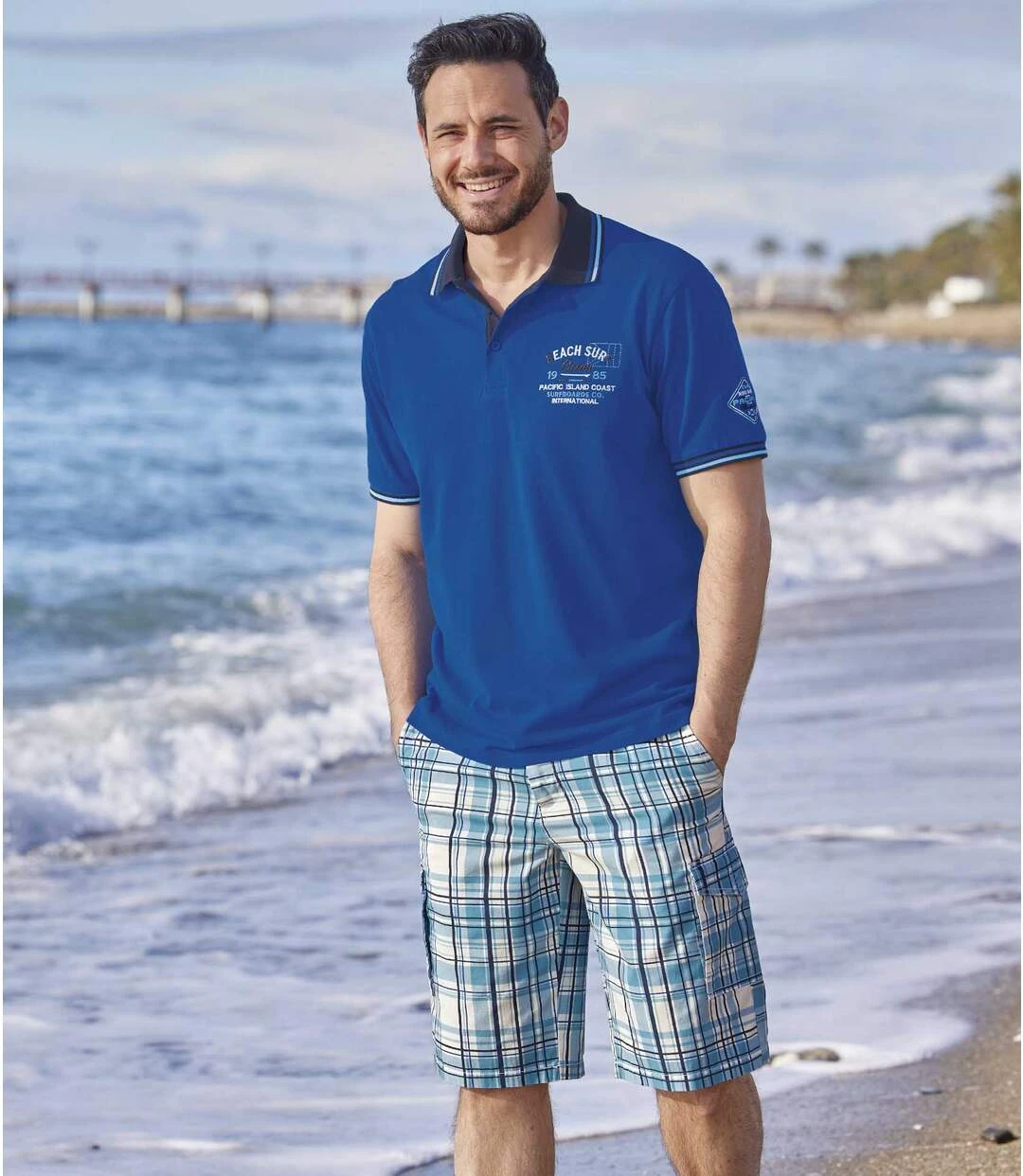 Men's Turquoise Checked Shorts 4 Men's Turquoise Checked Shorts - Image 2