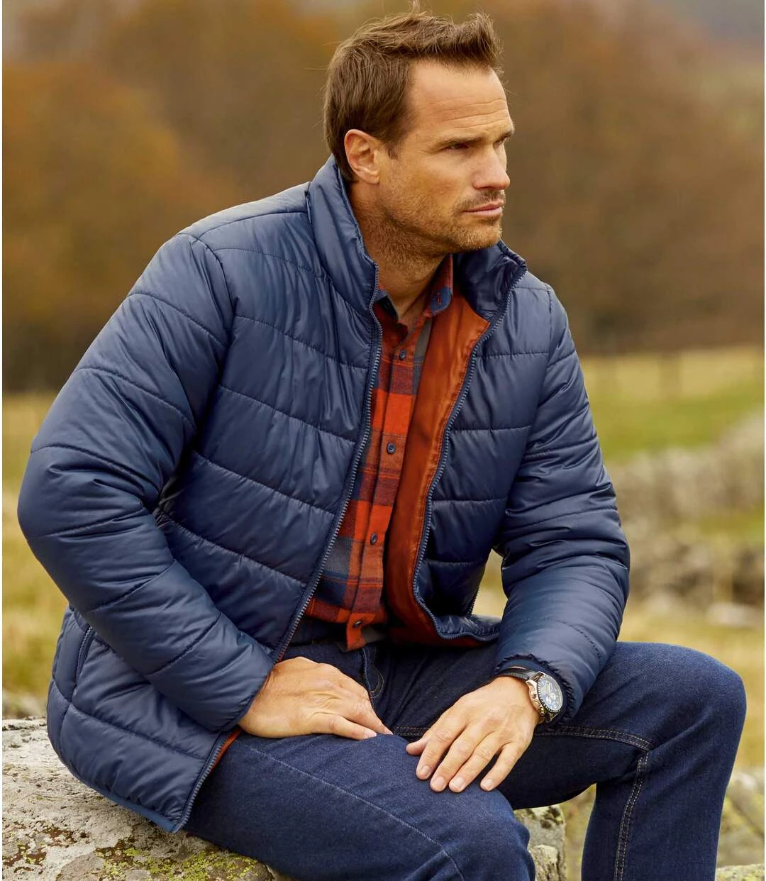 Men's Blue Lightweight Puffer Jacket 4 Men's Blue Lightweight Puffer Jacket - Image 2