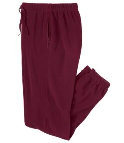 Men's Burgundy Microfleece Joggers - Elasticated Waist
