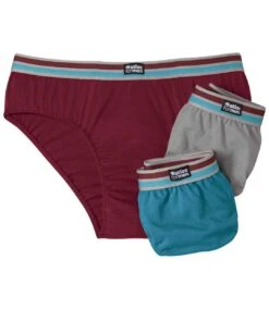 Pack Of 3 Men's Comfort Briefs - Burgundy Grey Blue