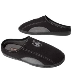 Men's Soft Faux-Suede Slippers - Black