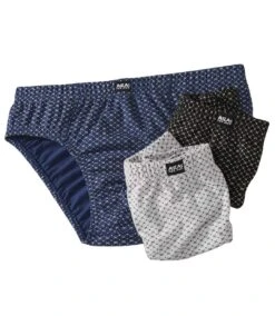 Pack Of 3 Men's Patterned Briefs - Blue Black Grey