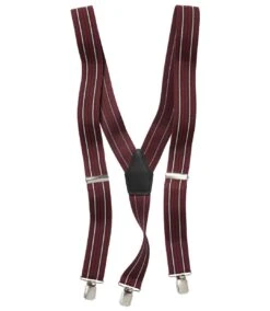 Men's Striped Burgundy Suspenders Gift Set