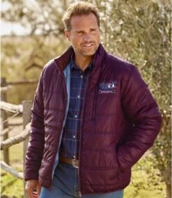 Men's Water-Repellent Lightweight Puffer Jacket - Burgundy