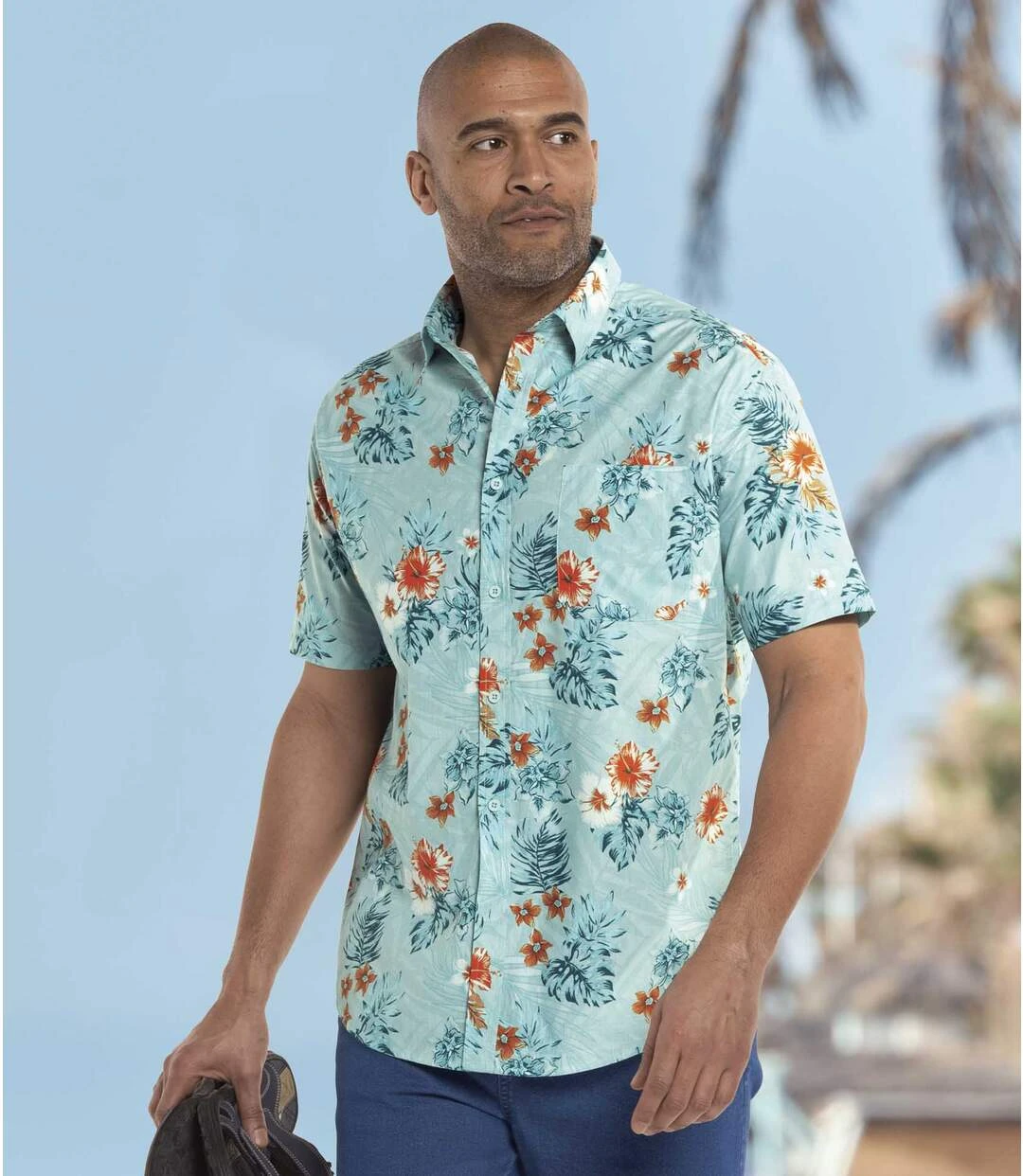 Men's Hawaiian Shirt - Sky Blue 3 Men's Hawaiian Shirt - Sky Blue