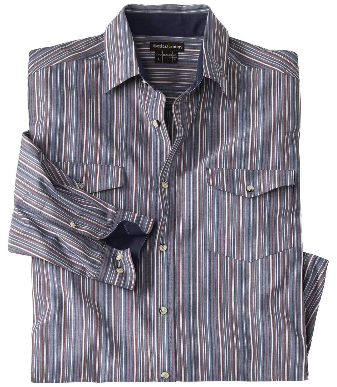 Men's Striped Poplin Shirt - Navy 7 Men's Striped Poplin Shirt - Navy - Image 5