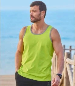 Pack Of 3 Men's Cotton Tank Tops - Black Lime Green Blue 12 Pack Of 3 Men's Cotton Tank Tops - Black Lime Green Blue -Featured Men'S Clothing Stores f279a254173928f5f34fa693b351402f