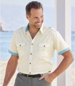 Men's Ecru Aviator-Style Shirt 6 Men's Ecru Aviator-Style Shirt -Featured Men'S Clothing Stores f2c4f0c698a49385f6829b8aae88145a