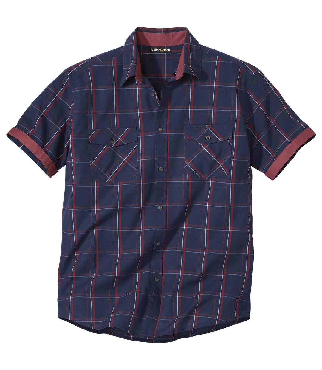 Men's Navy Checked Poplin Shirt 5 Men's Navy Checked Poplin Shirt - Image 3