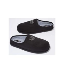 Men's Black Faux-Suede Slippers