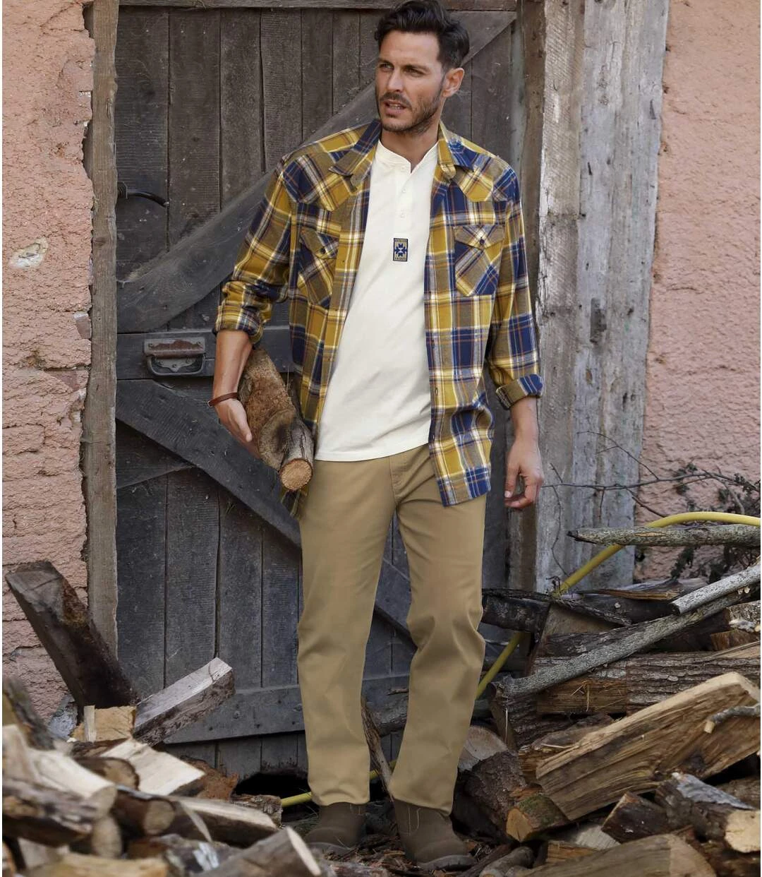 Men's Regular Stretch Twill Pants - Beige 4 Men's Regular Stretch Twill Pants - Beige - Image 2