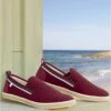 Men's Burgundy Elasticated Canvas Moccasins