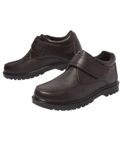 Men's Brown Hook-and-Loop Leather Boots