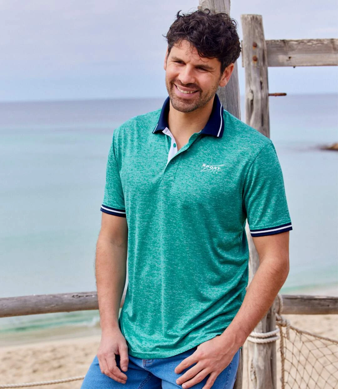 Pack Of 3 Men's Summer Polo Shirts - Green Coral Blue 7 Pack Of 3 Men's Summer Polo Shirts - Green Coral Blue - Image 5
