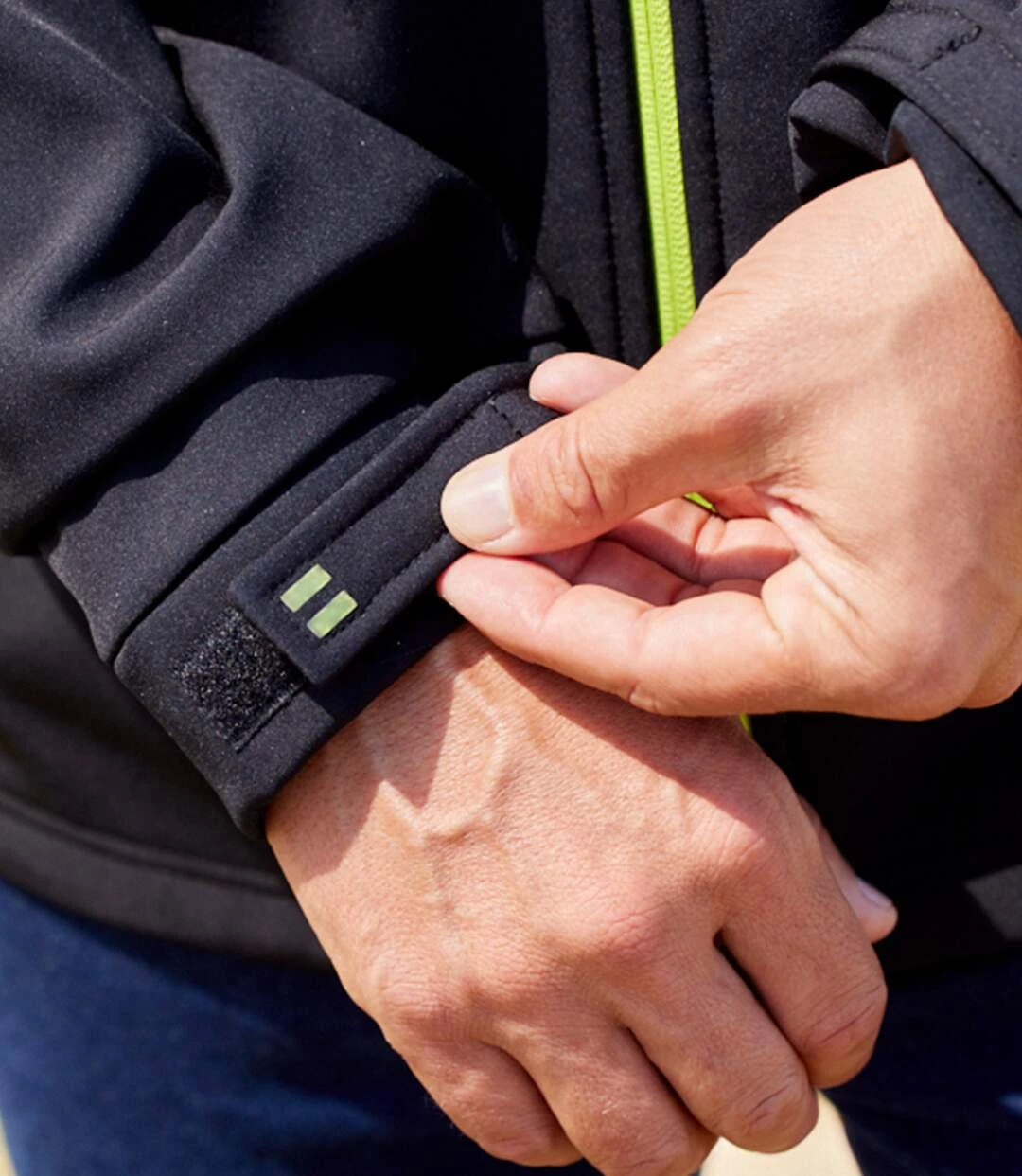 Men's Microfleece-Lined Softshell Jacket - Black Lime Green 8 Men's Microfleece-Lined Softshell Jacket - Black Lime Green - Image 6
